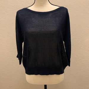 Soho New York & Company Mesh Top in size M/ Navy (B5)